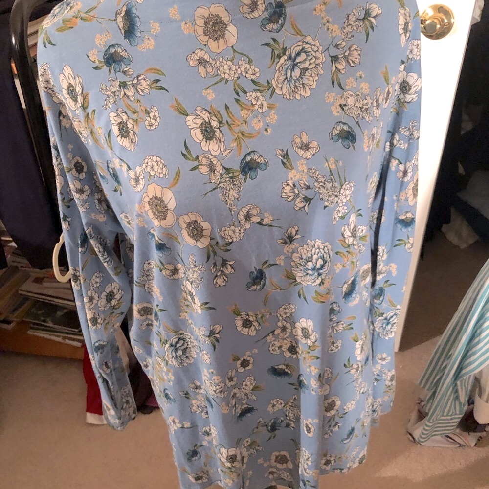 Long sleeve boat neck floral tee shirt by JJill Suprima cotton,rayon spandex XL